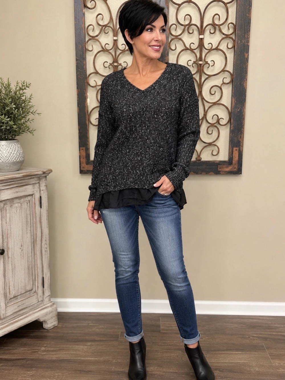 Lane Bryant sweater with chiffon bottom